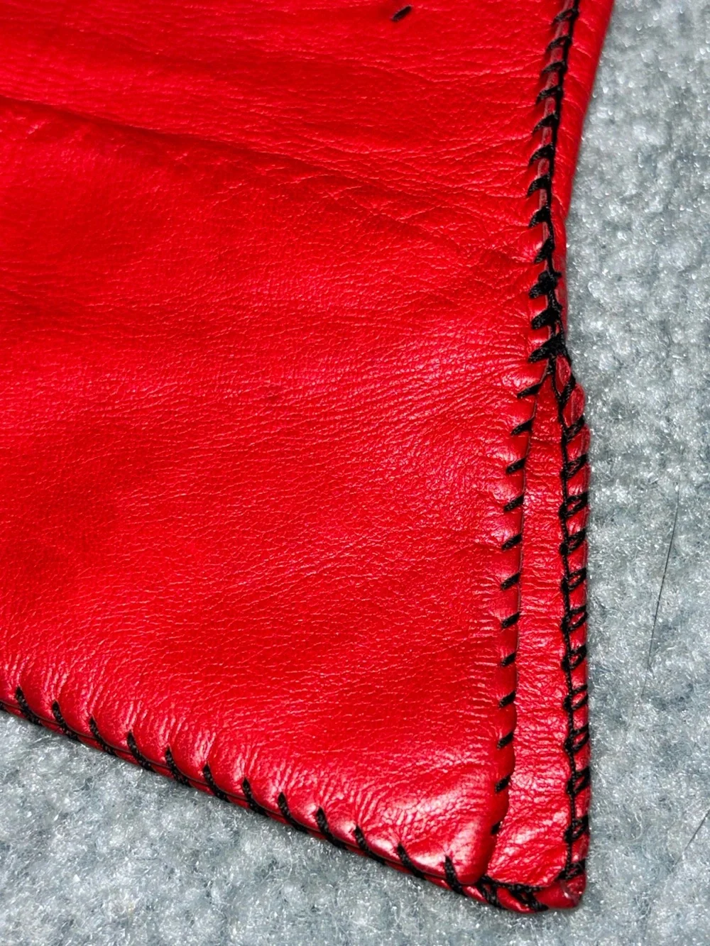 Vintage Gloves by Superb Red Leather Gloves Large Black Whip Stitch Mod Boho